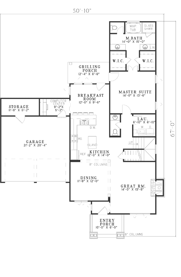 Bungalow Country Craftsman Level One of Plan 62183
