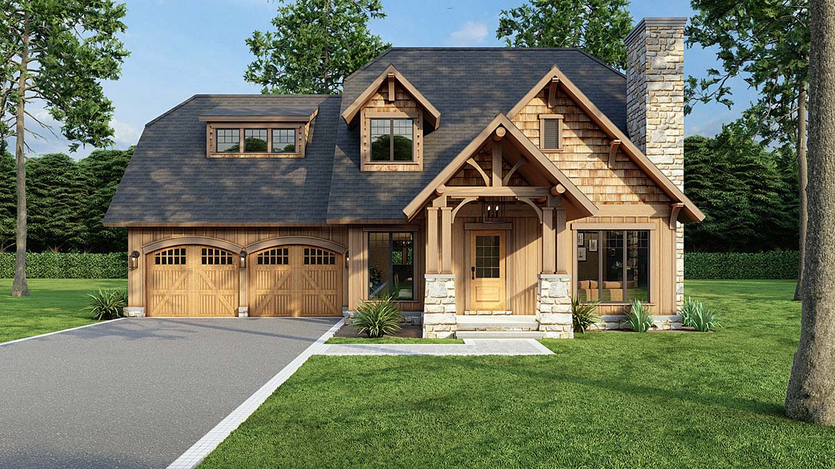 Bungalow, Country, Craftsman Plan with 1834 Sq. Ft., 3 Bedrooms, 3 Bathrooms, 2 Car Garage Elevation