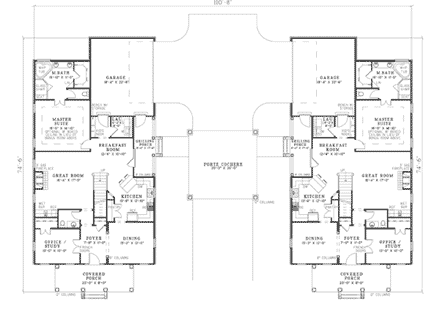 Multi-Family Plan 62186 First Level Plan