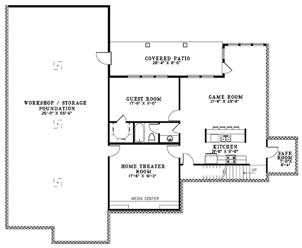 Bungalow Traditional Lower Level of Plan 62189