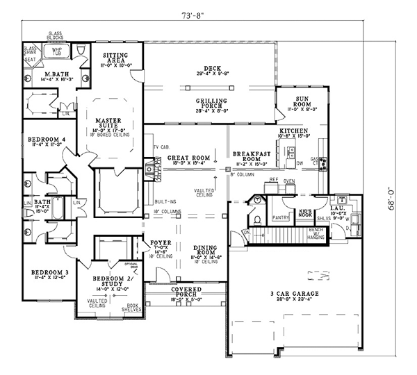 Bungalow Traditional Level One of Plan 62189