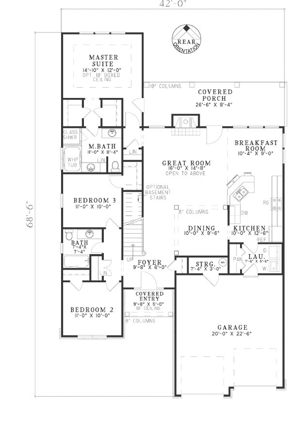 Bungalow Traditional Level One of Plan 62190
