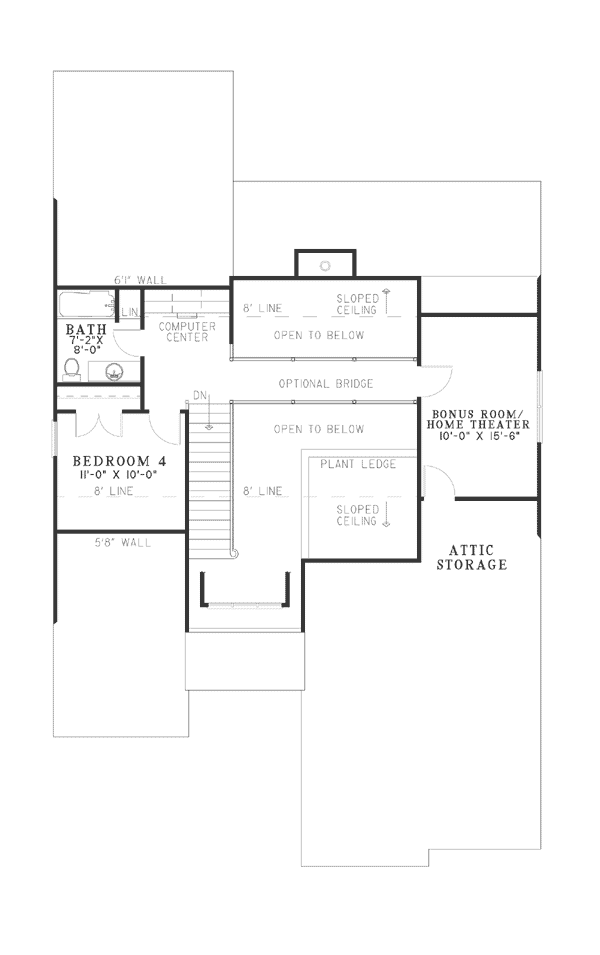 Bungalow Traditional Level Two of Plan 62190