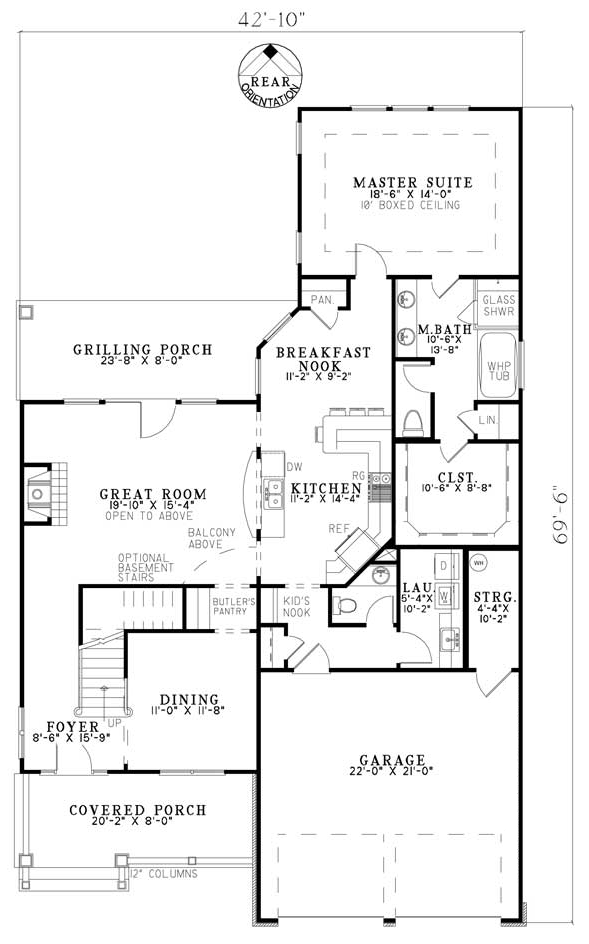 Bungalow Country Traditional Level One of Plan 62191