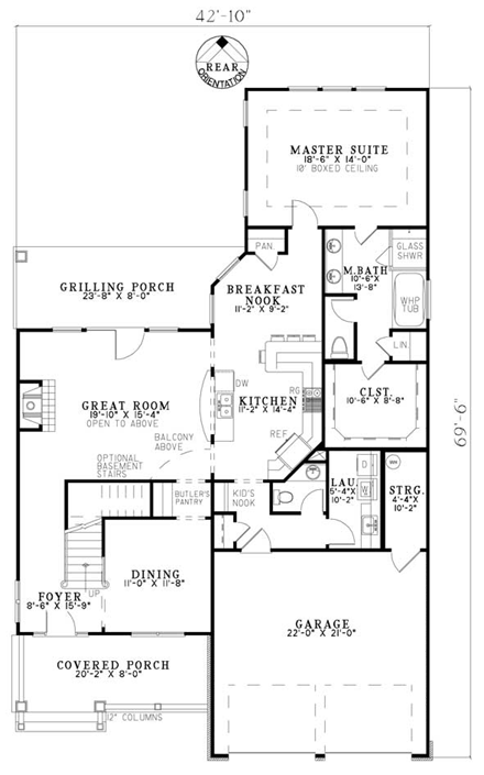 House Plan 62191 First Level Plan