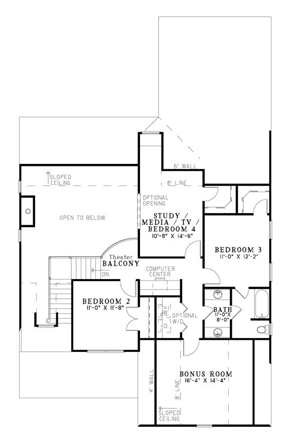 Bungalow Country Traditional Level Two of Plan 62191