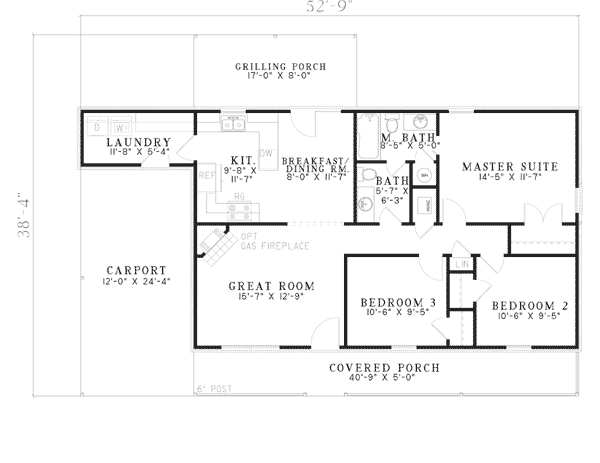 Cabin Country One-Story Ranch Traditional Level One of Plan 62193