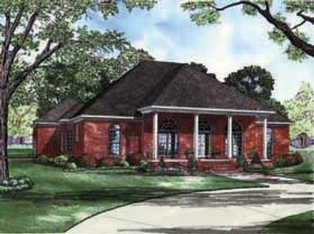 Colonial Southern Elevation of Plan 62195