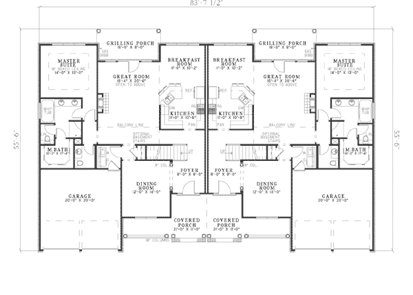Bungalow Traditional Level One of Plan 62198
