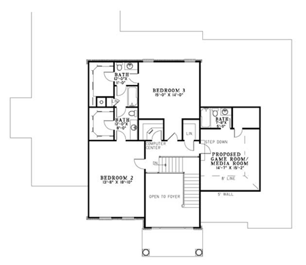 Bungalow Country European One-Story Level Two of Plan 62202