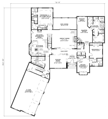 House Plan 62205 First Level Plan