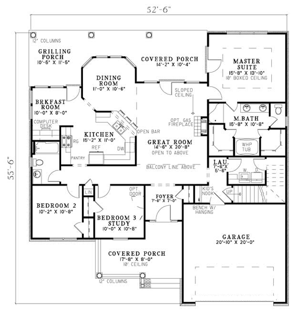 Country Ranch Traditional Level One of Plan 62208