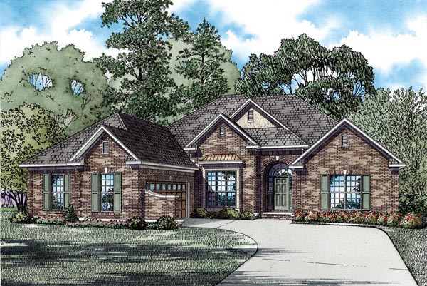One-Story Plan with 2189 Sq. Ft., 4 Bedrooms, 2 Bathrooms, 2 Car Garage Elevation