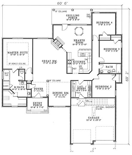 House Plan 62215 First Level Plan