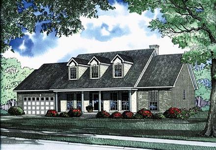 Country One-Story Traditional Elevation of Plan 62218