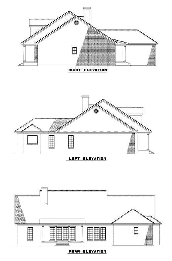 Country One-Story Traditional Rear Elevation of Plan 62218