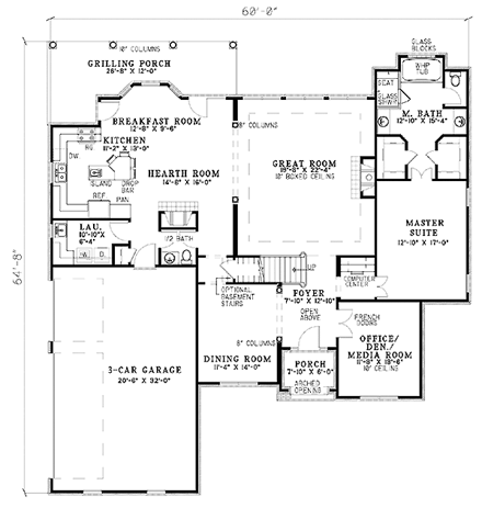 House Plan 62221 First Level Plan