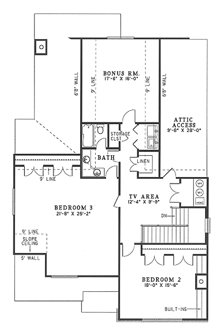 House Plan 62224 Second Level Plan