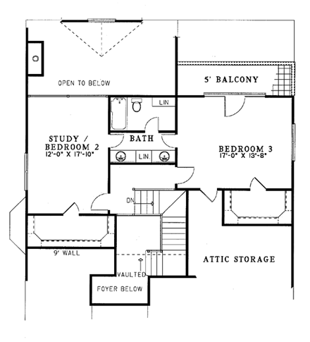 House Plan 62226 Second Level Plan