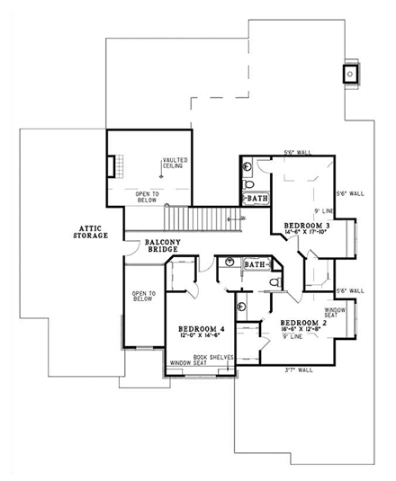 House Plan 62232 Second Level Plan