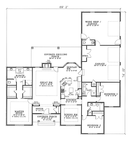 House Plan 62233 First Level Plan