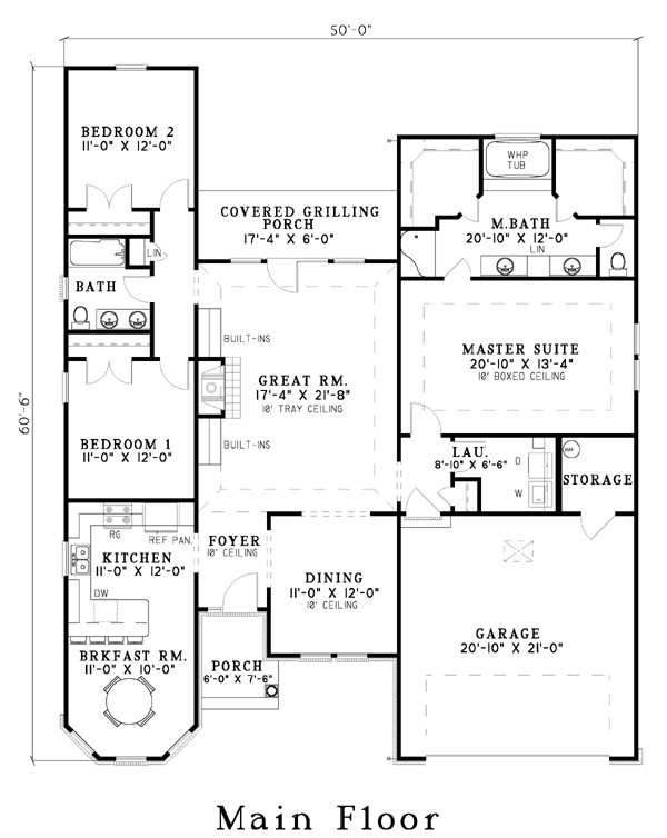 One-Story Level One of Plan 62235