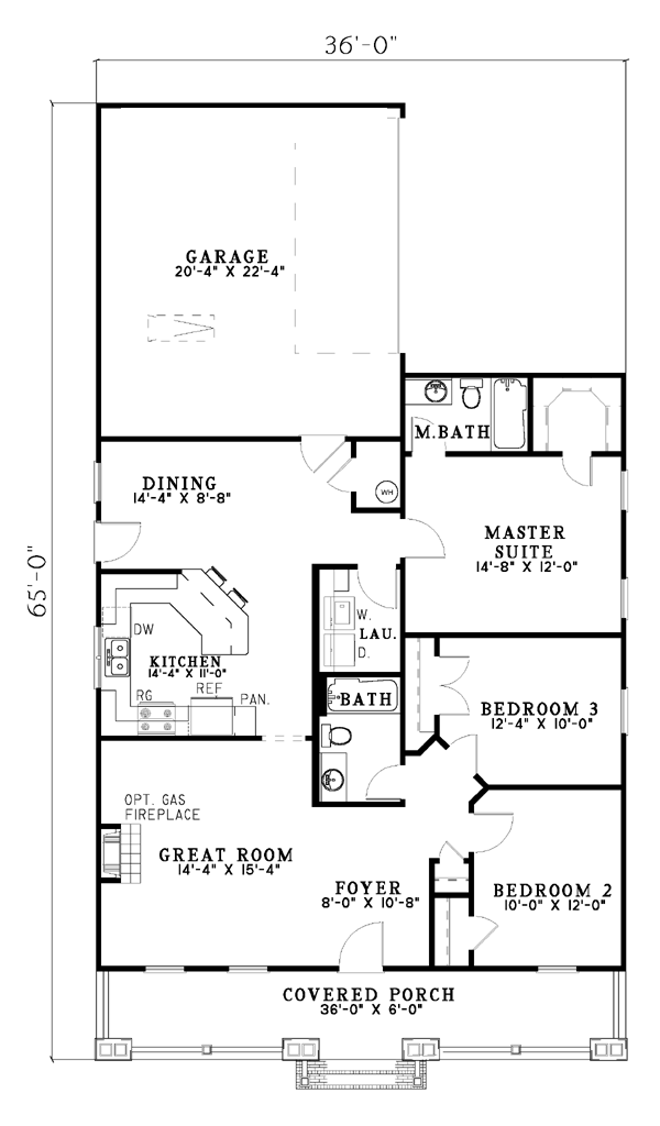 Narrow Lot One-Story Level One of Plan 62240