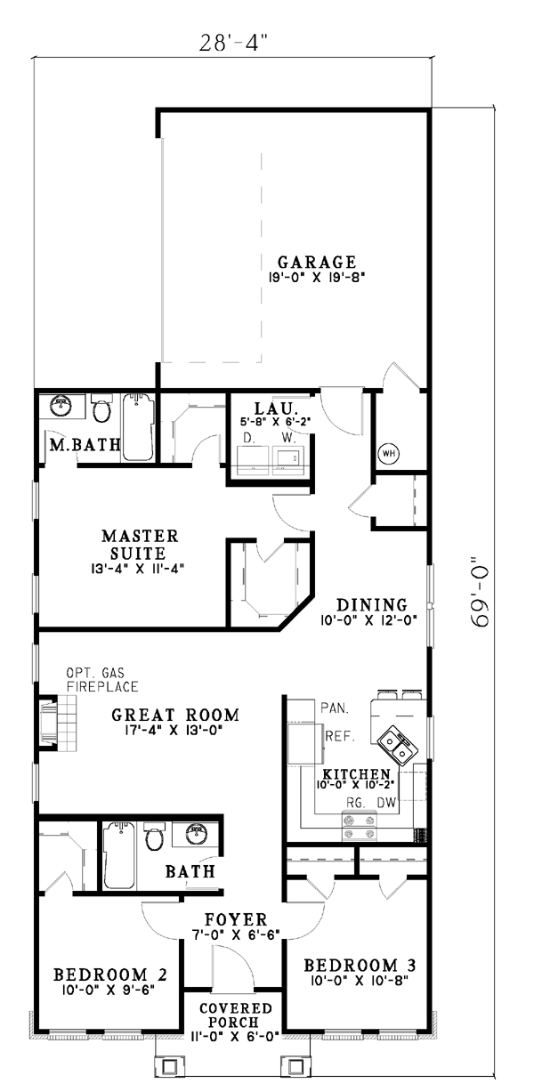 Narrow Lot One-Story Level One of Plan 62241