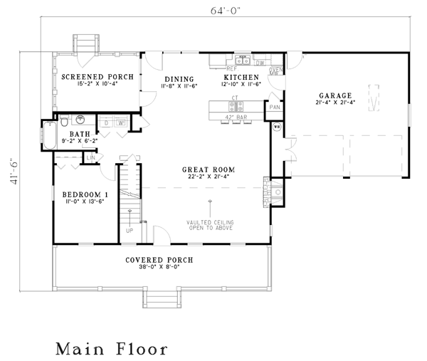 Plan 62246 | with 2 Bed, 2 Bath, 2 Car Garage