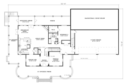 House Plan 62247 First Level Plan