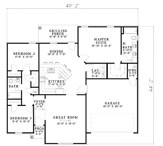 One-Story Level One of Plan 62257