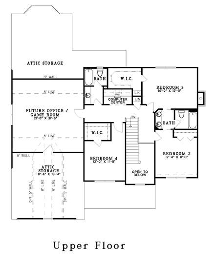 House Plan 62258 Second Level Plan