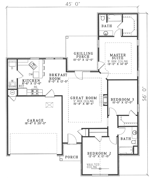 One-Story Level One of Plan 62259