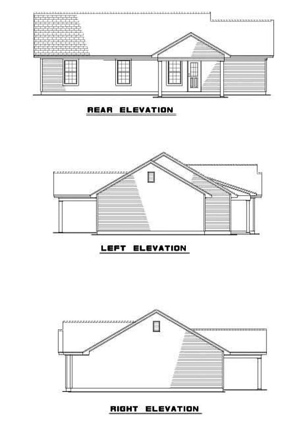 Ranch Traditional Rear Elevation of Plan 62276