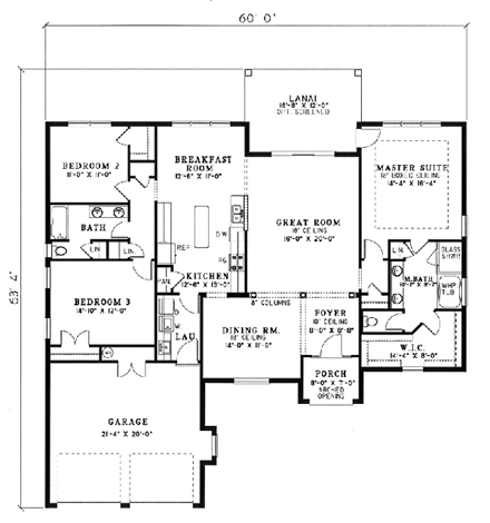 House Plan 62279 First Level Plan