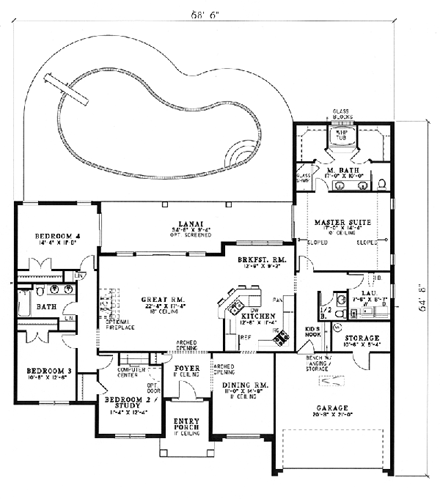 House Plan 62286 First Level Plan