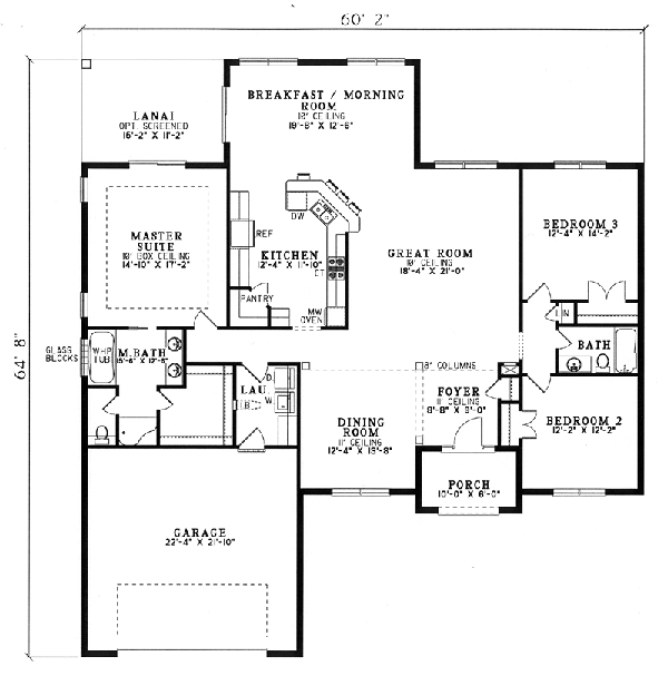 One-Story Level One of Plan 62287