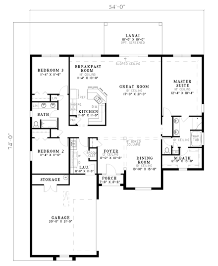 House Plan 62288 First Level Plan