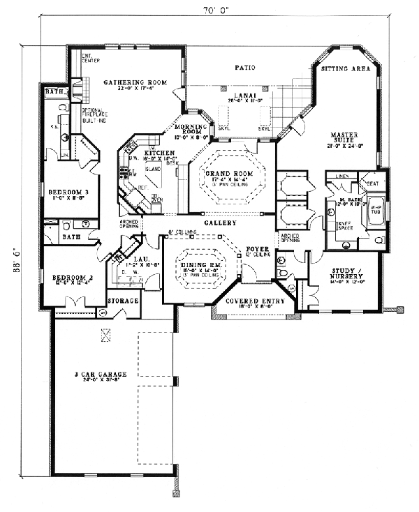 One-Story Level One of Plan 62289