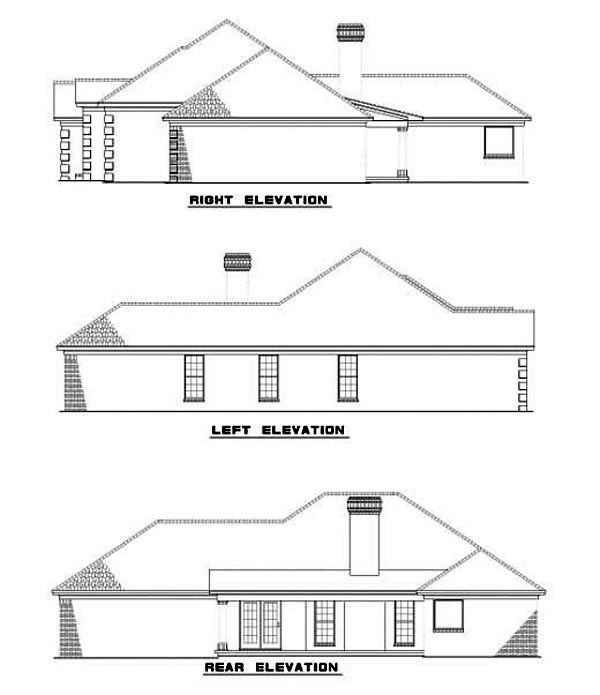 European Ranch Southwest Rear Elevation of Plan 62292