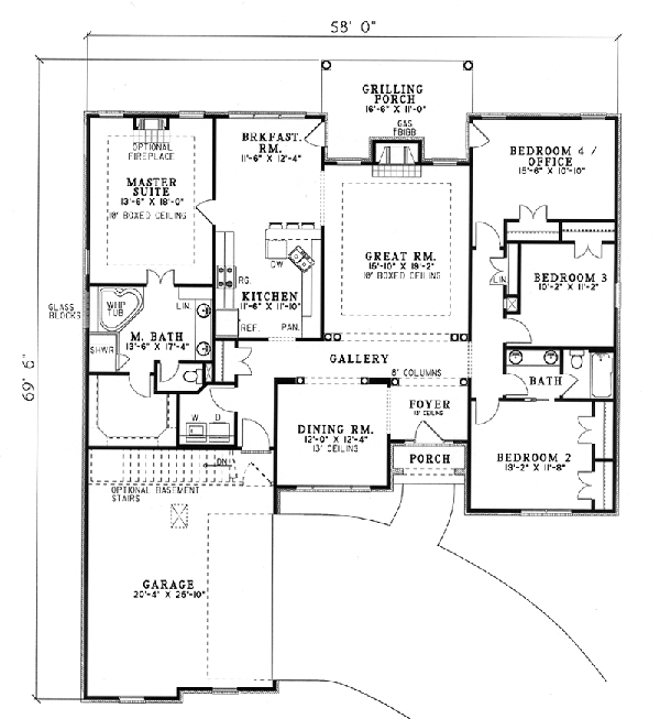 One-Story Level One of Plan 62293