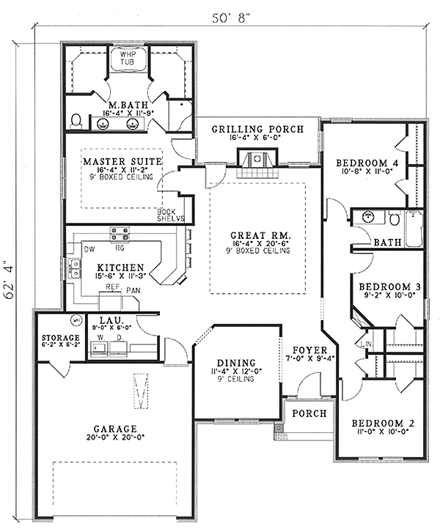 House Plan 62294 First Level Plan