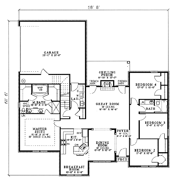 One-Story Level One of Plan 62296