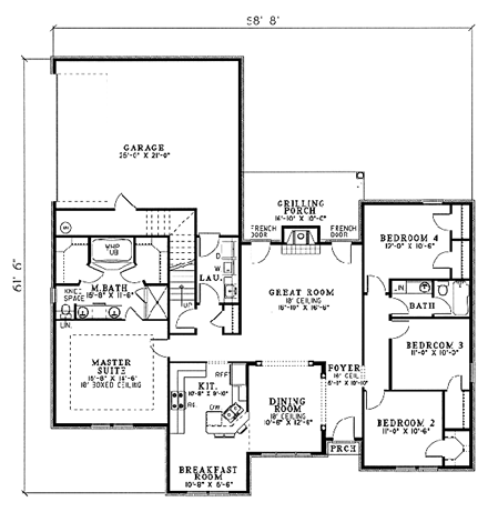 House Plan 62296 First Level Plan