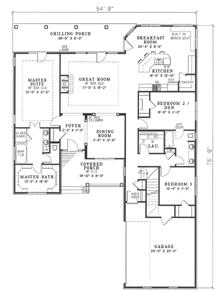 House Plan 62298 First Level Plan