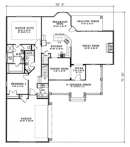 House Plan 62299 First Level Plan