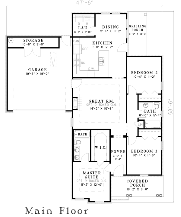 One-Story Level One of Plan 62302