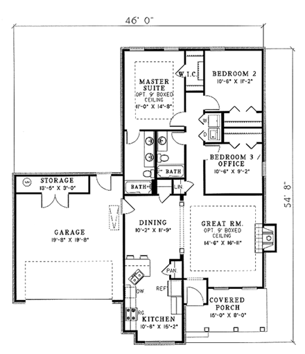 House Plan 62304 First Level Plan