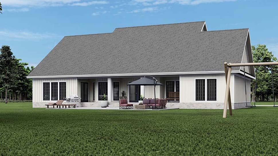 Cape Cod Country Craftsman Traditional Rear Elevation of Plan 62306