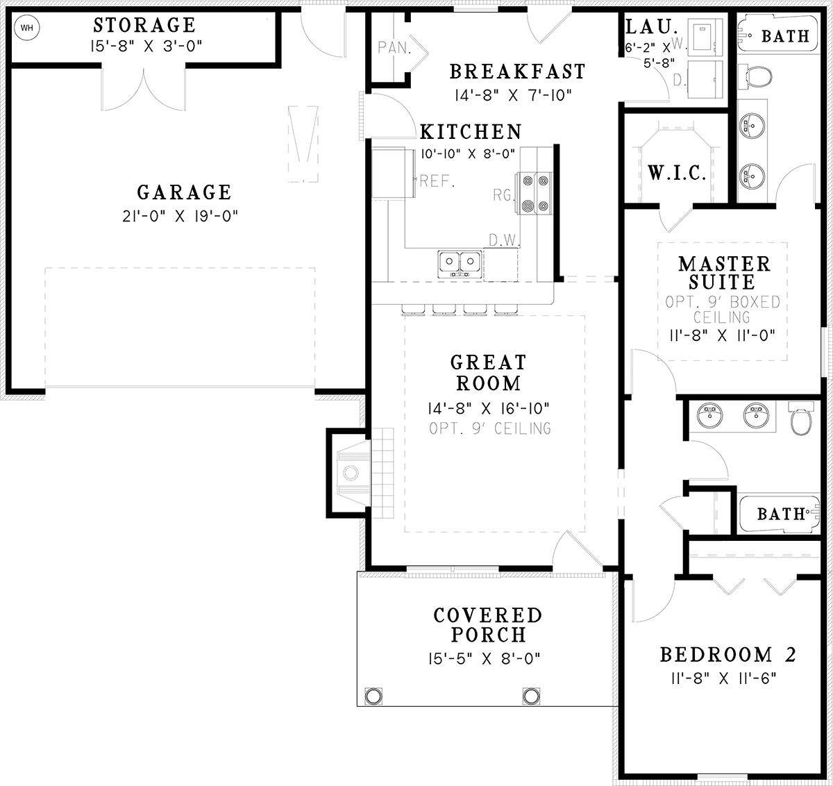 One-Story Level One of Plan 62309